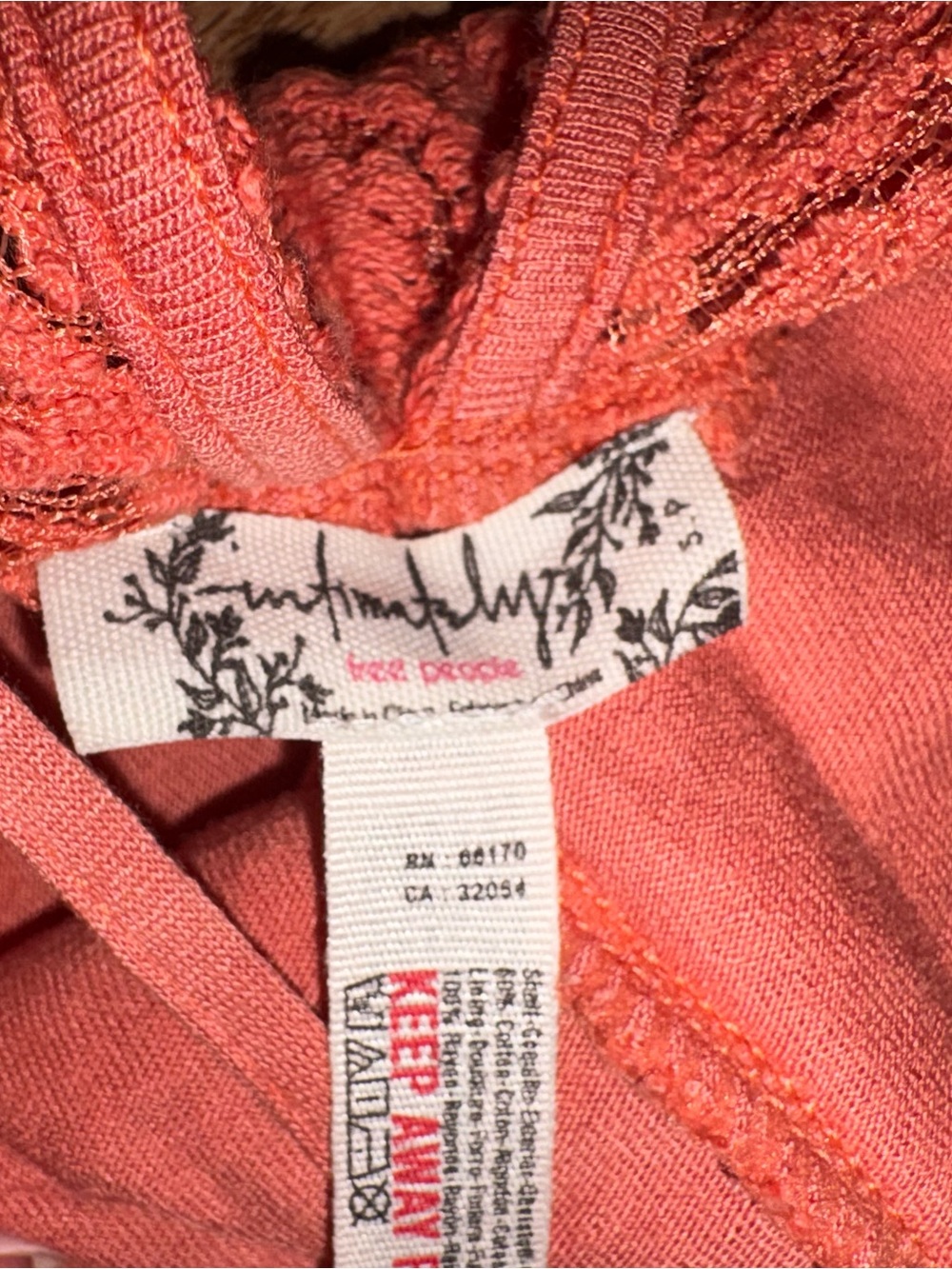 Free People | Size Small | Coral Lace Mini Dress with Open Back - Picture 5 of 7